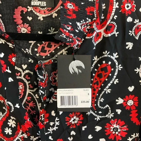 The Kooples Black and Red Blouse Chic Top - Picture 3 of 5